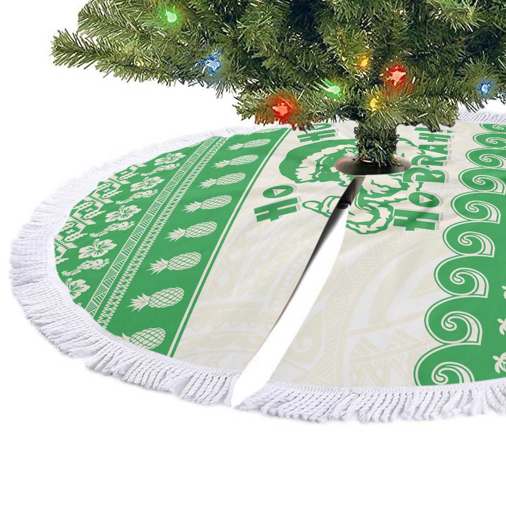 Green Mele Kalikimaka Hawaii Tree Skirt Funny Ho Ho Ho Santa Shaka LT14 - Polynesian Pride
