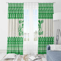 Green Mele Kalikimaka Hawaii Window Curtain Funny Ho Ho Ho Santa Shaka - Polynesian Pride