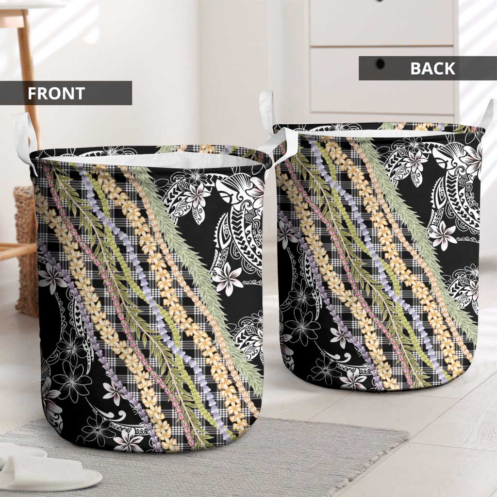 Black Palaka Hawaii Leis Laundry Basket Hawaiian-plaid Elegant Tropical Vibes LT14 - Polynesian Pride