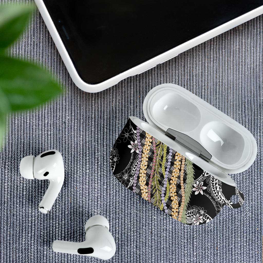 Black Palaka Hawaii Leis AirPods Case Hawaiian-plaid Elegant Tropical Vibes LT14 - Polynesian Pride