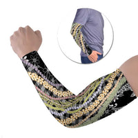 Black Palaka Hawaii Leis Arm Sleeves Hawaiian-plaid Elegant Tropical Vibes LT14 Set of 2 Black - Polynesian Pride