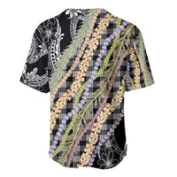Black Palaka Hawaii Leis Baseball Jersey Hawaiian-plaid Elegant Tropical Vibes - Polynesian Pride