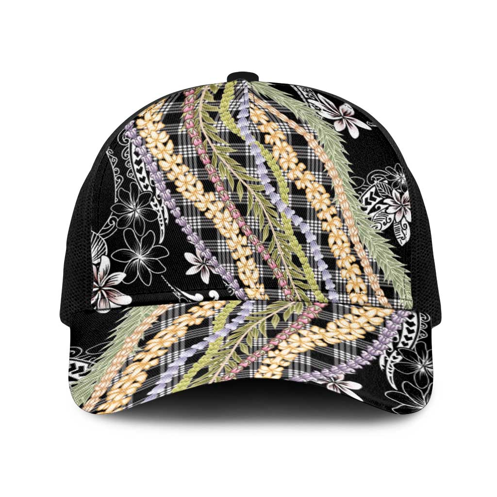 Black Palaka Hawaii Leis Baseball Net Cap Hawaiian-plaid Elegant Tropical Vibes LT14 One Size Black Black - Polynesian Pride