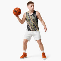 Black Palaka Hawaii Leis Basketball Jersey Hawaiian-plaid Elegant Tropical Vibes LT14 - Polynesian Pride