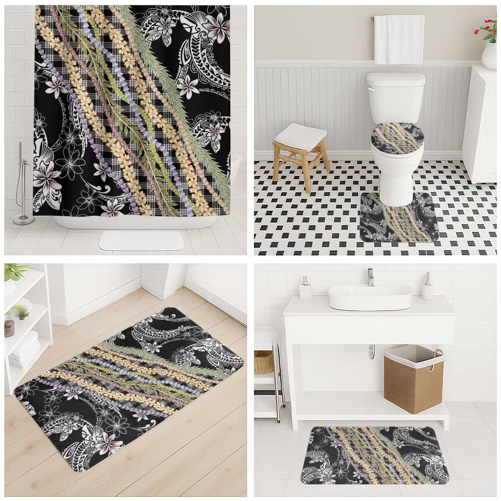 Black Palaka Hawaii Leis Bathroom Set Hawaiian-plaid Elegant Tropical Vibes - Polynesian Pride
