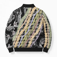 Black Palaka Hawaii Leis Bomber Puffer Jacket Hawaiian-plaid Elegant Tropical Vibes LT14 - Polynesian Pride