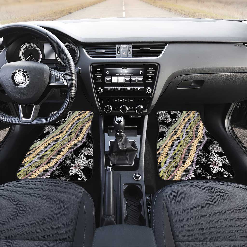 Black Palaka Hawaii Leis Car Mats Hawaiian-plaid Elegant Tropical Vibes - Polynesian Pride
