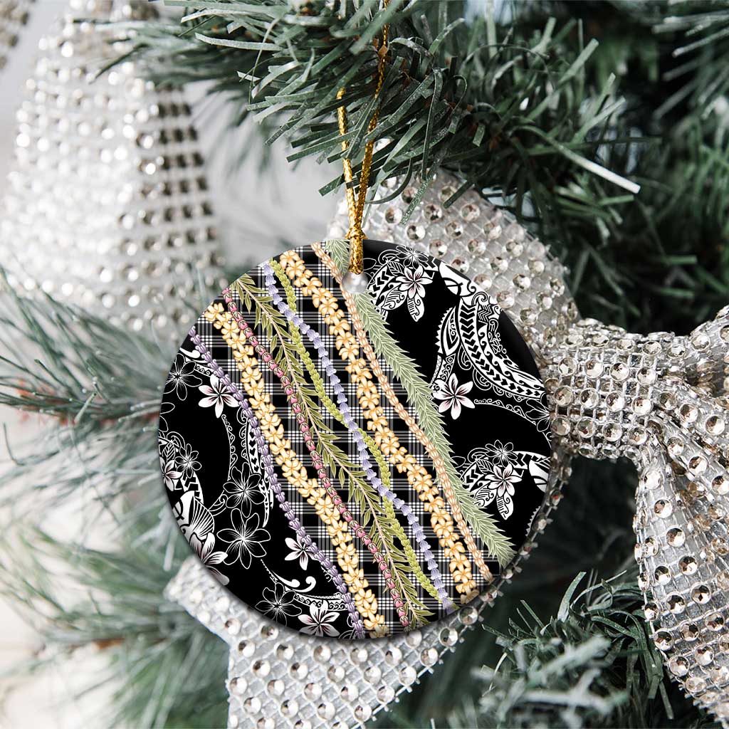 Black Palaka Hawaii Leis Ceramic Ornament Hawaiian-plaid Elegant Tropical Vibes LT14 - Polynesian Pride