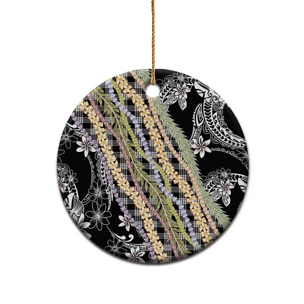 Black Palaka Hawaii Leis Ceramic Ornament Hawaiian-plaid Elegant Tropical Vibes LT14 - Polynesian Pride