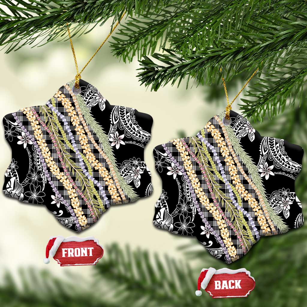 Black Palaka Hawaii Leis Ceramic Ornament Hawaiian-plaid Elegant Tropical Vibes LT14 Snow Flake Black - Polynesian Pride
