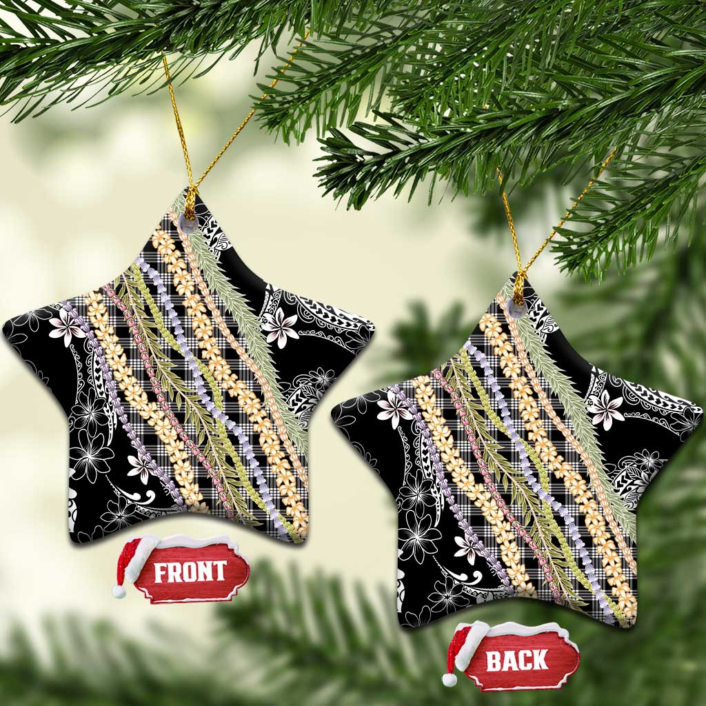 Black Palaka Hawaii Leis Ceramic Ornament Hawaiian-plaid Elegant Tropical Vibes LT14 Star Black - Polynesian Pride
