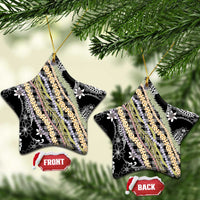 Black Palaka Hawaii Leis Ceramic Ornament Hawaiian-plaid Elegant Tropical Vibes LT14 Star Black - Polynesian Pride