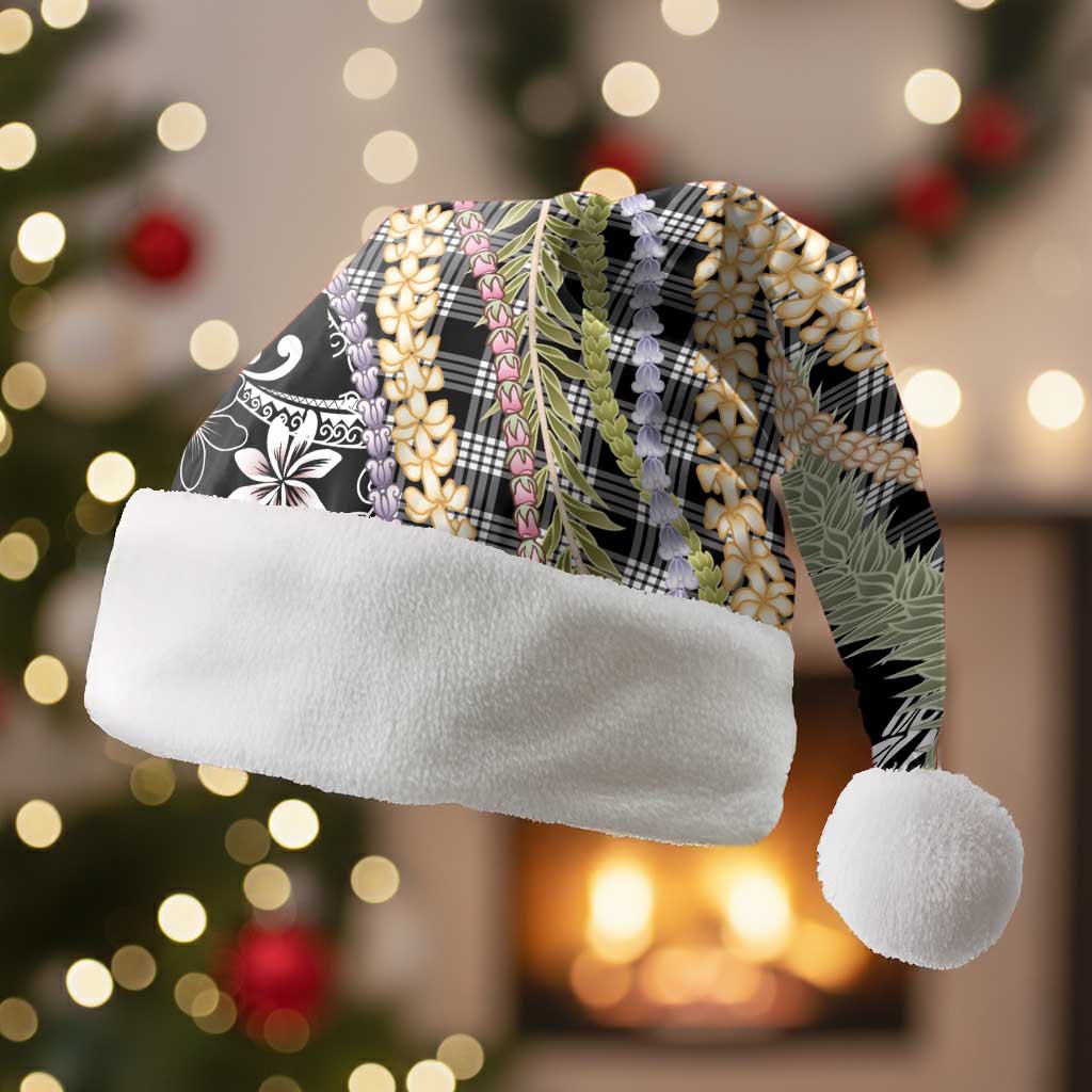 Black Palaka Hawaii Leis Christmas Santa Hat Hawaiian-plaid Elegant Tropical Vibes LT14 Without Fur Black - Polynesian Pride