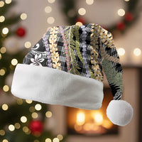 Black Palaka Hawaii Leis Christmas Santa Hat Hawaiian-plaid Elegant Tropical Vibes LT14 Without Fur Black - Polynesian Pride