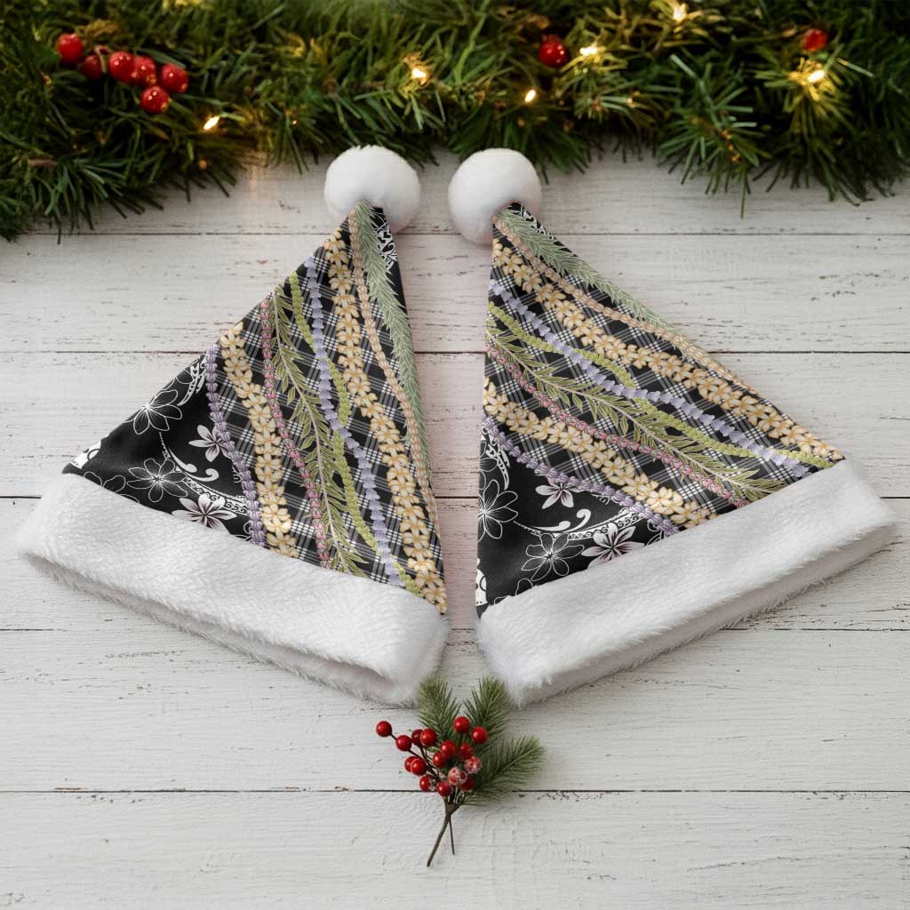 Black Palaka Hawaii Leis Christmas Santa Hat Hawaiian-plaid Elegant Tropical Vibes LT14 - Polynesian Pride