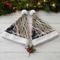 Black Palaka Hawaii Leis Christmas Santa Hat Hawaiian-plaid Elegant Tropical Vibes LT14 - Polynesian Pride