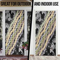 Black Palaka Hawaii Leis Door Cover Hawaiian-plaid Elegant Tropical Vibes - Polynesian Pride