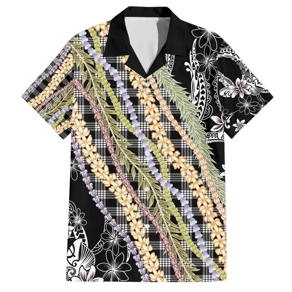 Black Palaka Hawaii Leis Family Matching Off Shoulder Maxi Dress and Hawaiian Shirt Hawaiian-plaid Elegant Tropical Vibes - Polynesian Pride