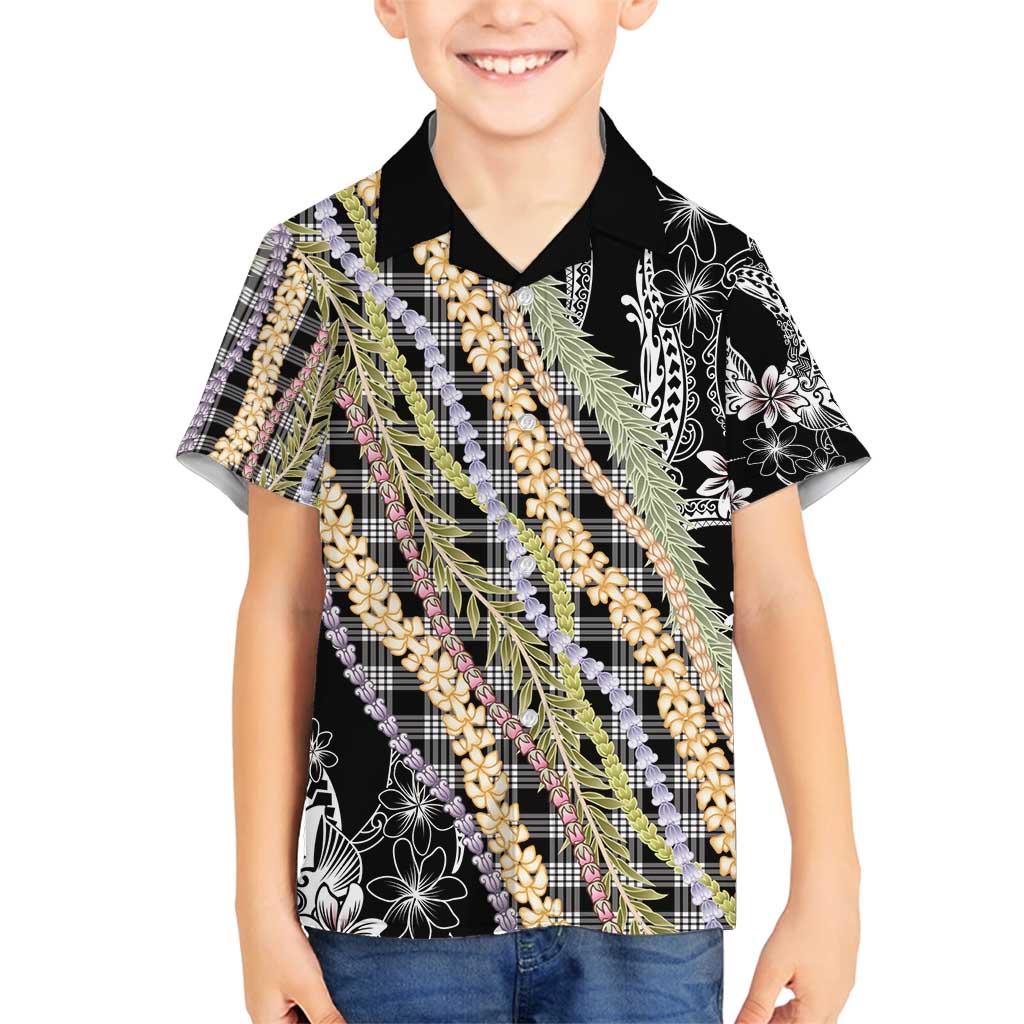 Black Palaka Hawaii Leis Family Matching Summer Maxi Dress and Hawaiian Shirt Hawaiian-plaid Elegant Tropical Vibes - Polynesian Pride