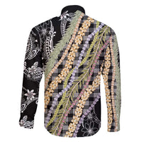 Black Palaka Hawaii Leis Family Matching Tank Maxi Dress and Hawaiian Shirt Hawaiian-plaid Elegant Tropical Vibes - Polynesian Pride