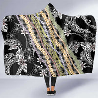 Black Palaka Hawaii Leis Hooded Blanket Hawaiian-plaid Elegant Tropical Vibes LT14 One Size Black - Polynesian Pride