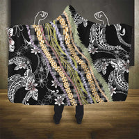 Black Palaka Hawaii Leis Hooded Blanket Hawaiian-plaid Elegant Tropical Vibes LT14 - Polynesian Pride