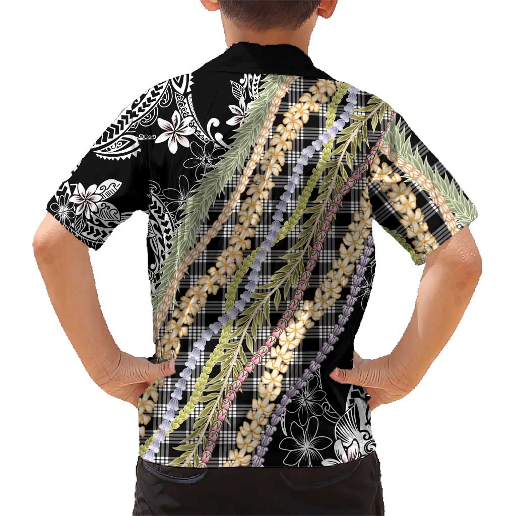 Black Palaka Hawaii Leis Kid Hawaiian Shirt Hawaiian-plaid Elegant Tropical Vibes - Polynesian Pride