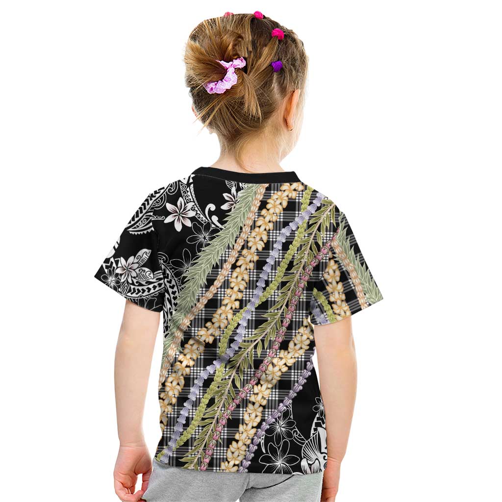 Black Palaka Hawaii Leis Kid T Shirt Hawaiian-plaid Elegant Tropical Vibes LT14 - Polynesian Pride