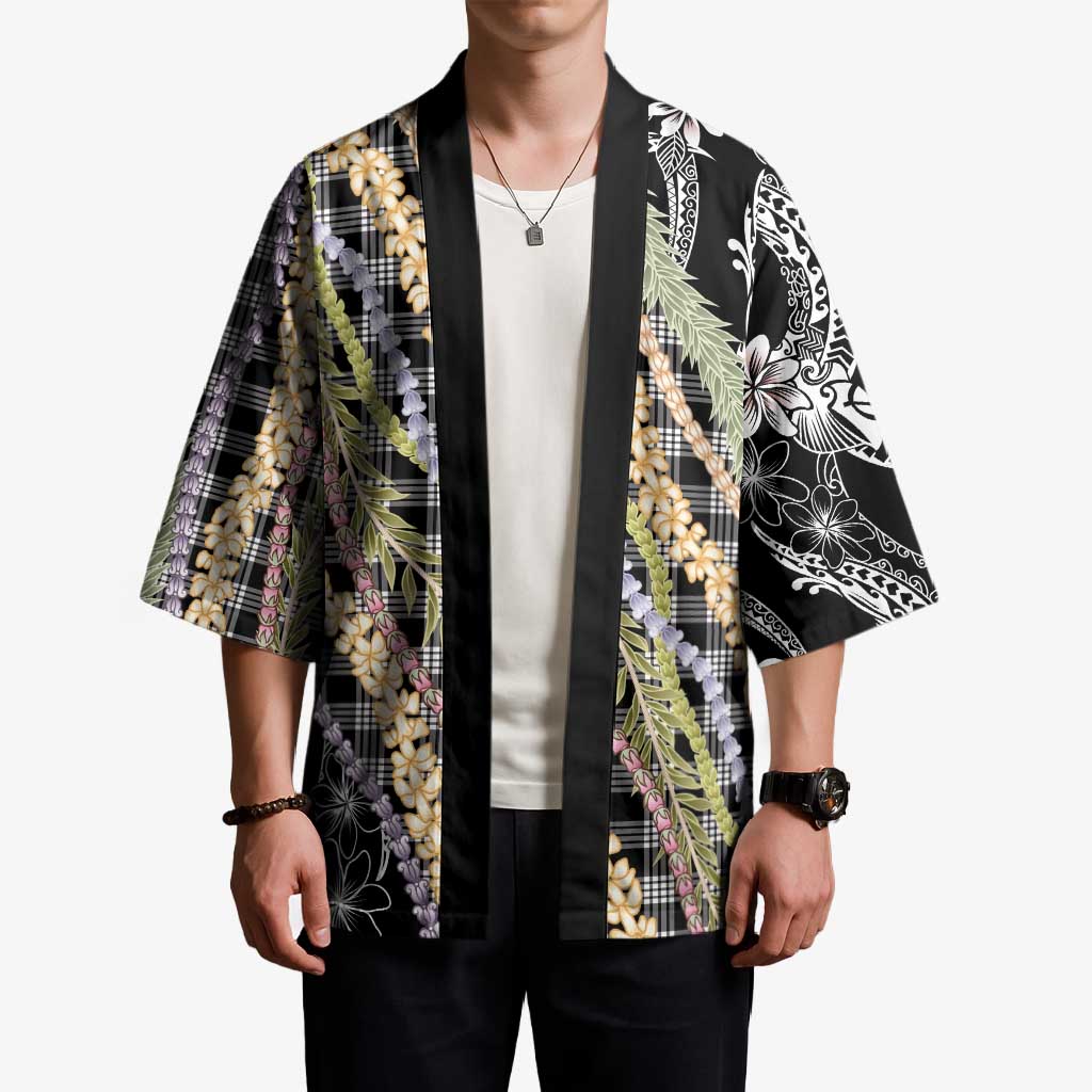 Black Palaka Hawaii Leis Kimono Hawaiian-plaid Elegant Tropical Vibes - Polynesian Pride