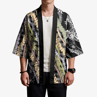 Black Palaka Hawaii Leis Kimono Hawaiian-plaid Elegant Tropical Vibes - Polynesian Pride