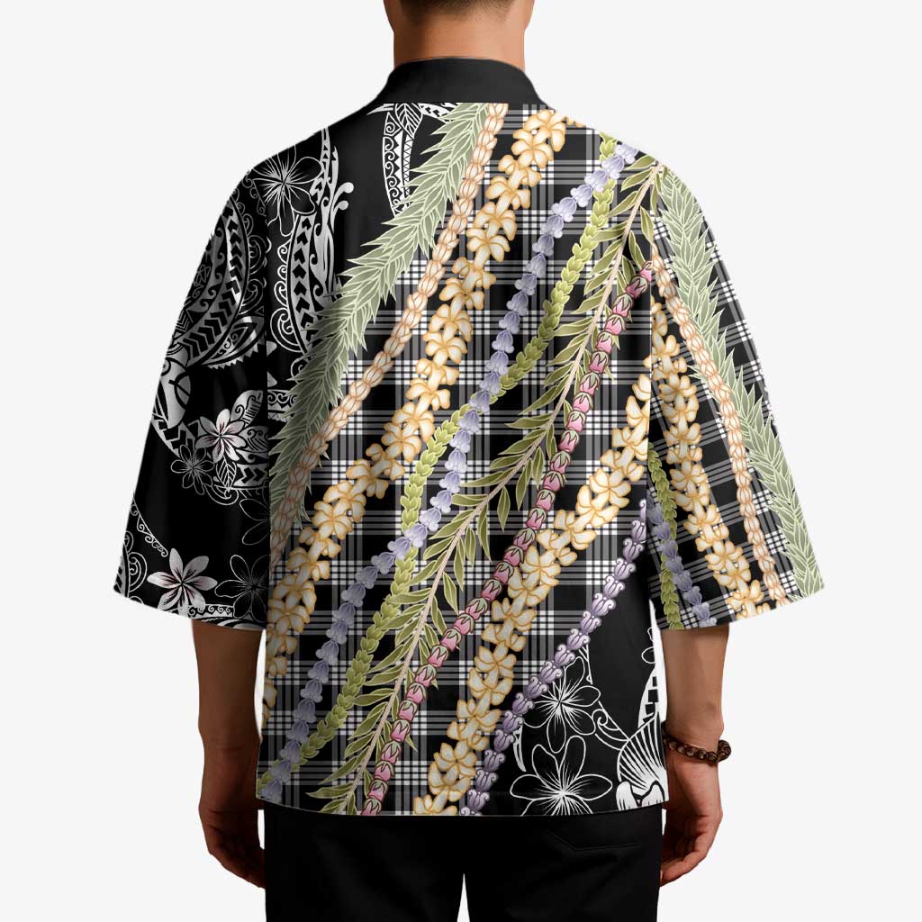Black Palaka Hawaii Leis Kimono Hawaiian-plaid Elegant Tropical Vibes - Polynesian Pride