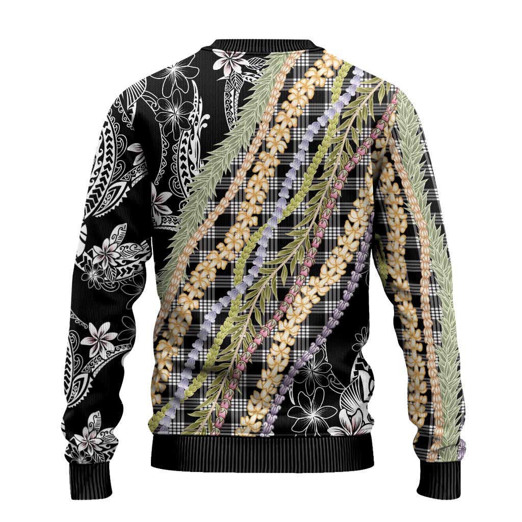 Black Palaka Hawaii Leis Ugly Christmas Sweater Hawaiian-plaid Elegant Tropical Vibes - Polynesian Pride
