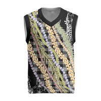 Black Palaka Hawaii Leis Christmas Knitted V-Neck Vest Hawaiian-plaid Elegant Tropical Vibes LT14 Black - Polynesian Pride