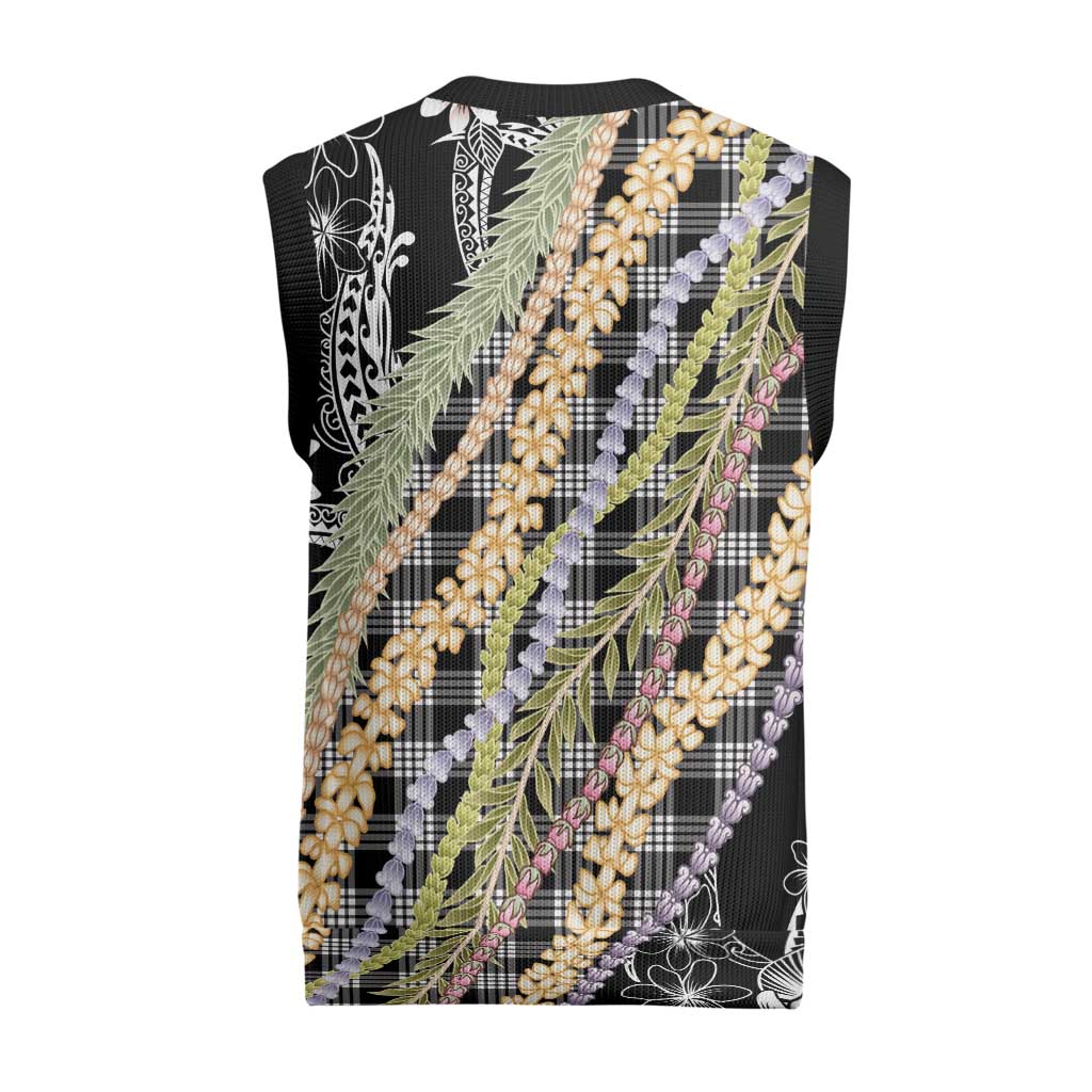 Black Palaka Hawaii Leis Christmas Knitted V-Neck Vest Hawaiian-plaid Elegant Tropical Vibes LT14 - Polynesian Pride