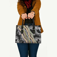 Black Palaka Hawaii Leis Leather Bag Hawaiian-plaid Elegant Tropical Vibes - Polynesian Pride