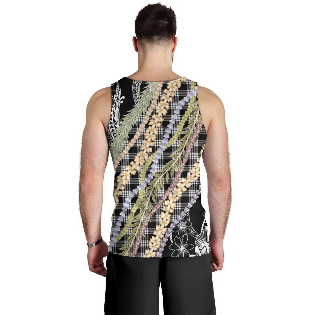 Black Palaka Hawaii Leis Men Tank Top Hawaiian-plaid Elegant Tropical Vibes LT14 - Polynesian Pride