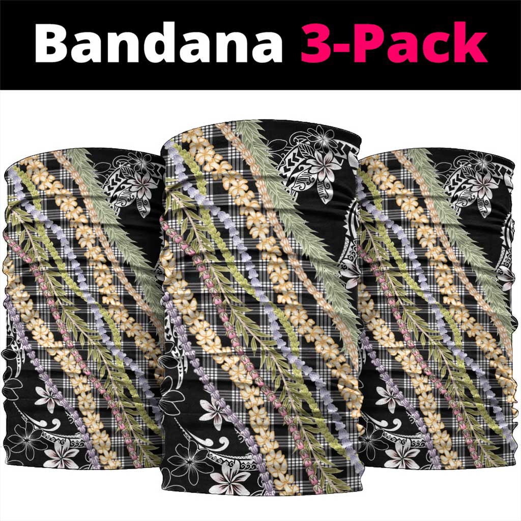 Black Palaka Hawaii Leis Neck Gaiter Hawaiian-plaid Elegant Tropical Vibes - Polynesian Pride