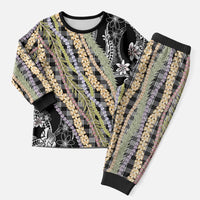 Black Palaka Hawaii Leis Christmas Pajama Set Hawaiian-plaid Elegant Tropical Vibes LT14 Men Black - Polynesian Pride