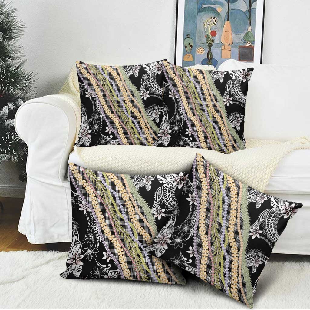 Black Palaka Hawaii Leis Pillow Cover Hawaiian-plaid Elegant Tropical Vibes - Polynesian Pride