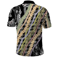 Black Palaka Hawaii Leis Polo Shirt Hawaiian-plaid Elegant Tropical Vibes - Polynesian Pride