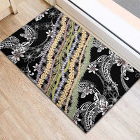 Black Palaka Hawaii Leis Rubber Doormat Hawaiian-plaid Elegant Tropical Vibes LT14 - Polynesian Pride