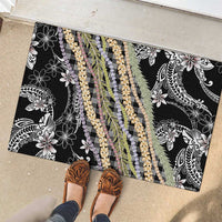 Black Palaka Hawaii Leis Rubber Doormat Hawaiian-plaid Elegant Tropical Vibes LT14 - Polynesian Pride