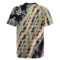 Black Palaka Hawaii Leis Rugby Jersey Hawaiian-plaid Elegant Tropical Vibes LT14 - Polynesian Pride