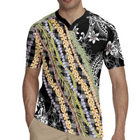 Black Palaka Hawaii Leis Rugby Jersey Hawaiian-plaid Elegant Tropical Vibes LT14 - Polynesian Pride