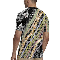 Black Palaka Hawaii Leis Rugby Jersey Hawaiian-plaid Elegant Tropical Vibes LT14 - Polynesian Pride