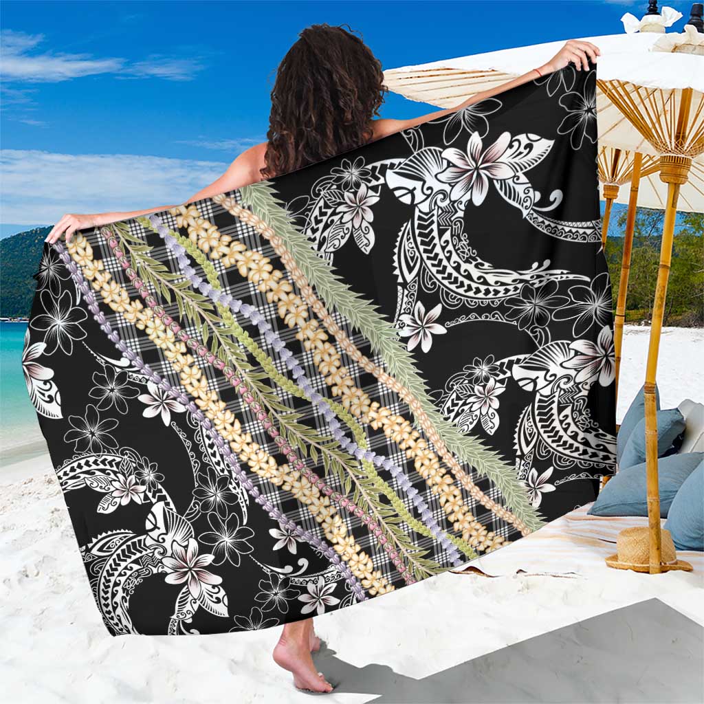 Black Palaka Hawaii Leis Sarong Hawaiian-plaid Elegant Tropical Vibes - Polynesian Pride