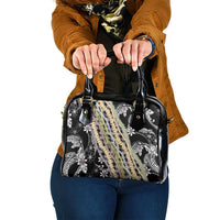 Black Palaka Hawaii Leis Shoulder Handbag Hawaiian-plaid Elegant Tropical Vibes LT14 One Size Black - Polynesian Pride