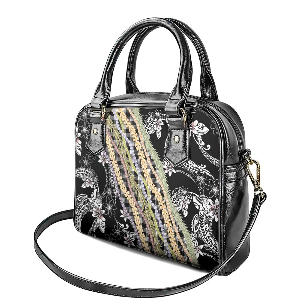 Black Palaka Hawaii Leis Shoulder Handbag Hawaiian-plaid Elegant Tropical Vibes LT14 - Polynesian Pride