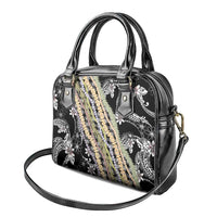 Black Palaka Hawaii Leis Shoulder Handbag Hawaiian-plaid Elegant Tropical Vibes LT14 - Polynesian Pride