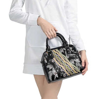 Black Palaka Hawaii Leis Shoulder Handbag Hawaiian-plaid Elegant Tropical Vibes LT14 - Polynesian Pride